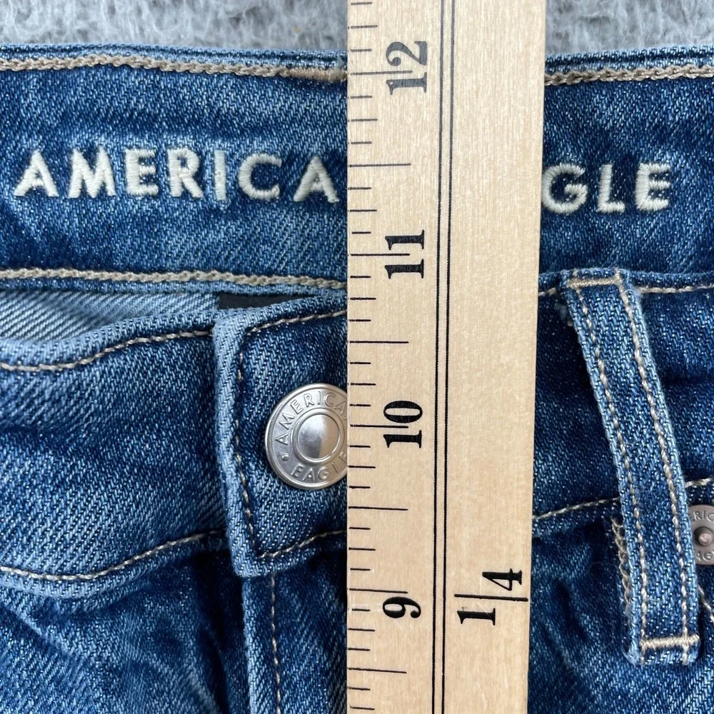American Eagle Jeans Womens 2 Blue Baggy Wide Leg Super High Rise Distressed